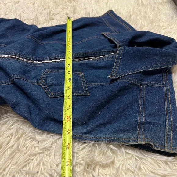 1970s Denim Jumpsuit Collared With Pockets Wide Leg Stretch Waist No Size C Pics - Picture 11 of 16